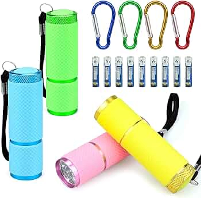 4Pcs LED Kid Small Torch, Super Bright 91mm Mini Torch with 9 LEDs, Colorful Glow in Dark Kids Torch for Boys Girls Camping Hiking Outdoor Gifts, Batteries Included : Amazon.co.uk: DIY & Tools