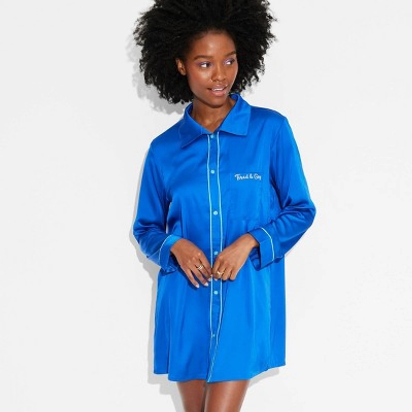 Pride Adult Long Sleeve Pajama Sleep Shirt Nightgown - Blue XL