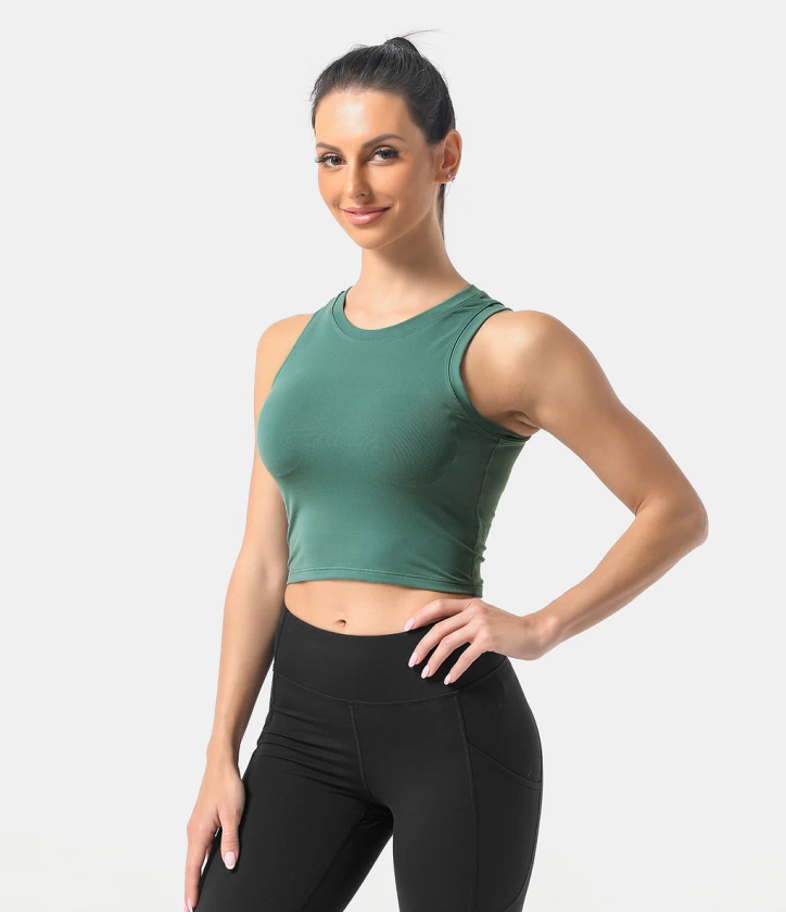 High Neck Workout Cropped Tank Top