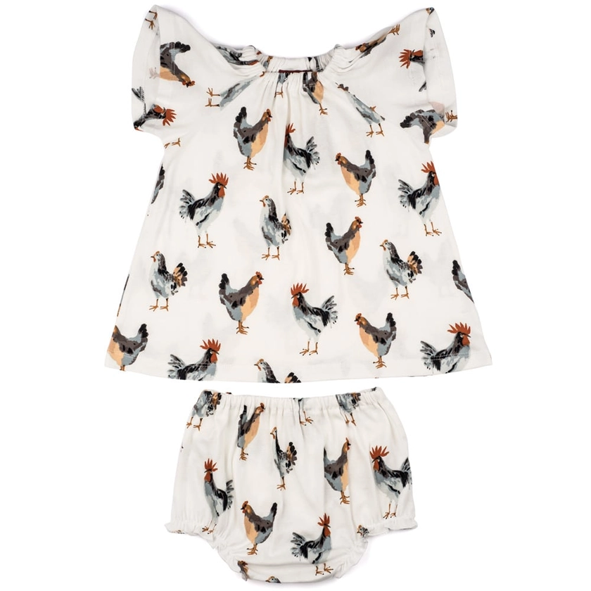 Chicken Organic Cotton Dress & Bloomer Set | MILKBARN® Kids