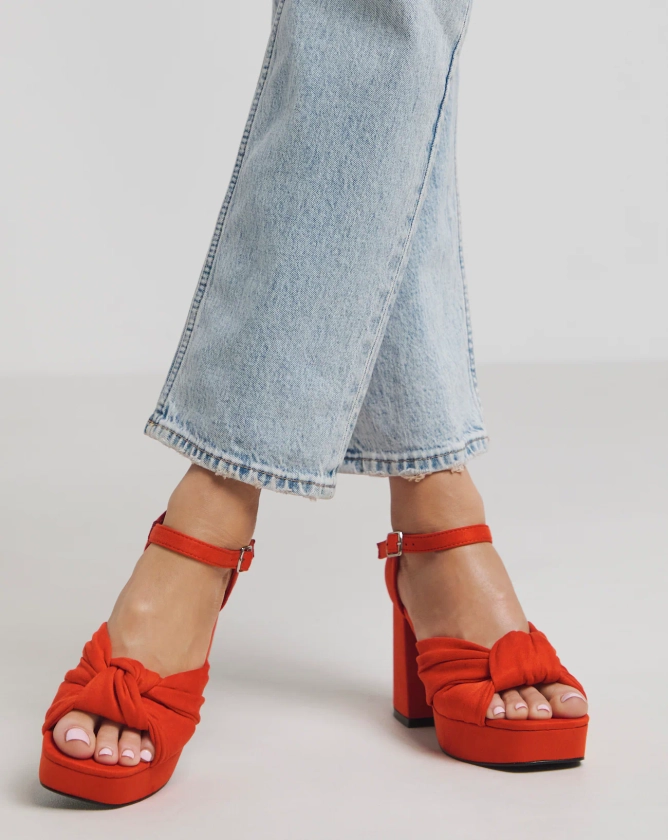 Agnes Knot Detail Platform Sandals Extra Wide EEE Fit