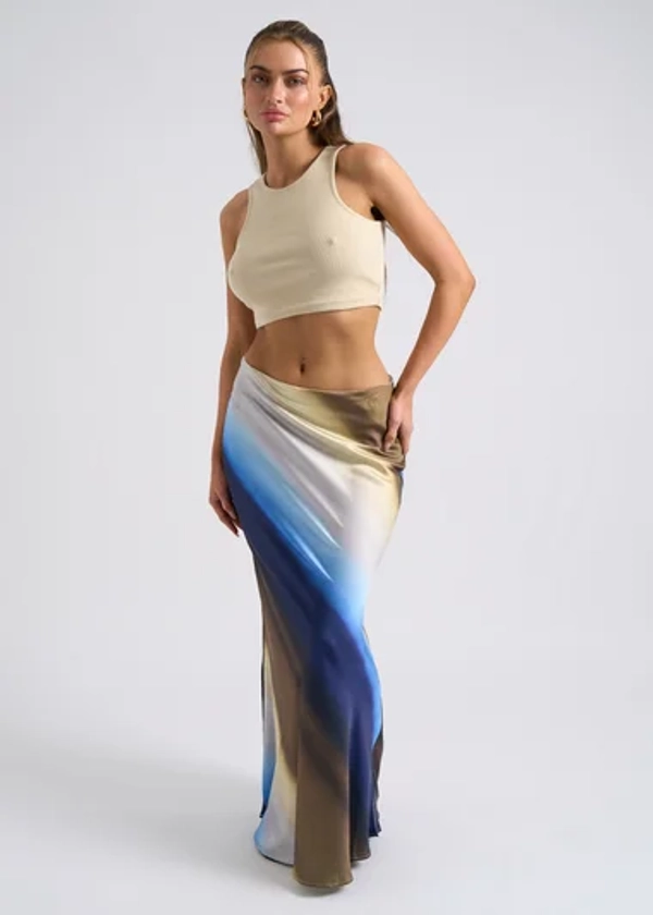 Urban Bliss Blue Ombre Bias Cut Maxi Skirt