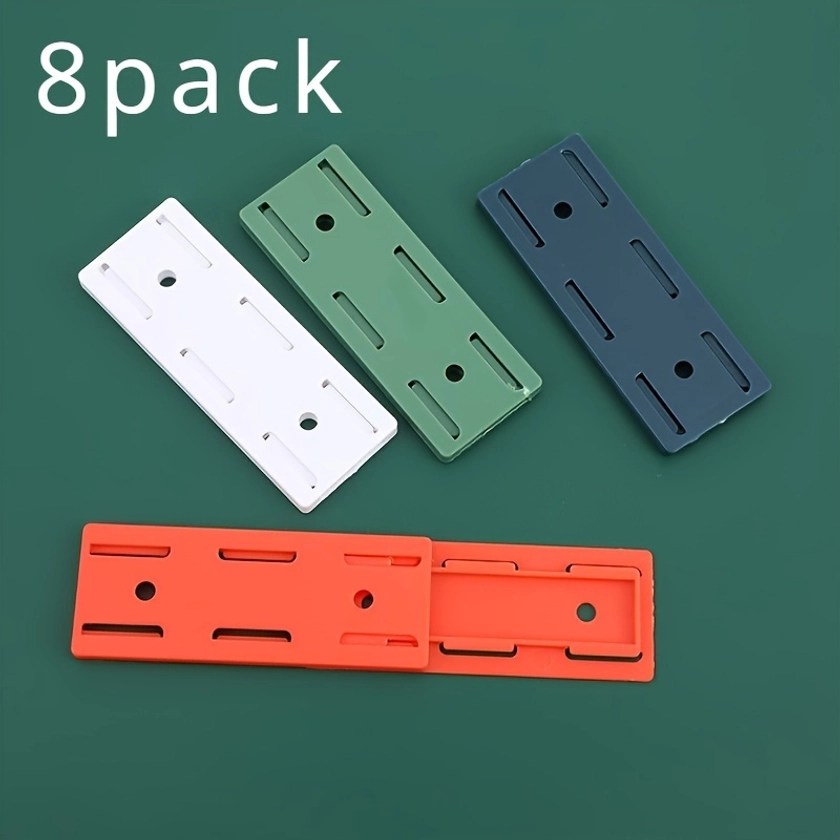 8 Packs Adhesive Punch-Free Socket Holder, Self-Adhesive Desktop Socket Fixer, New Cable Desktop Management Slide-in Power Strip Holder