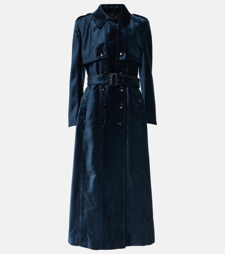 Velvet trench coat in blue - Tom Ford | Mytheresa