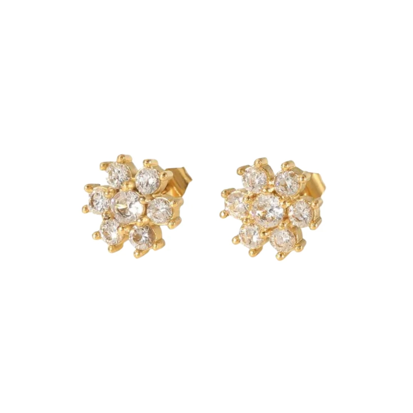 Flower bliss studs wit