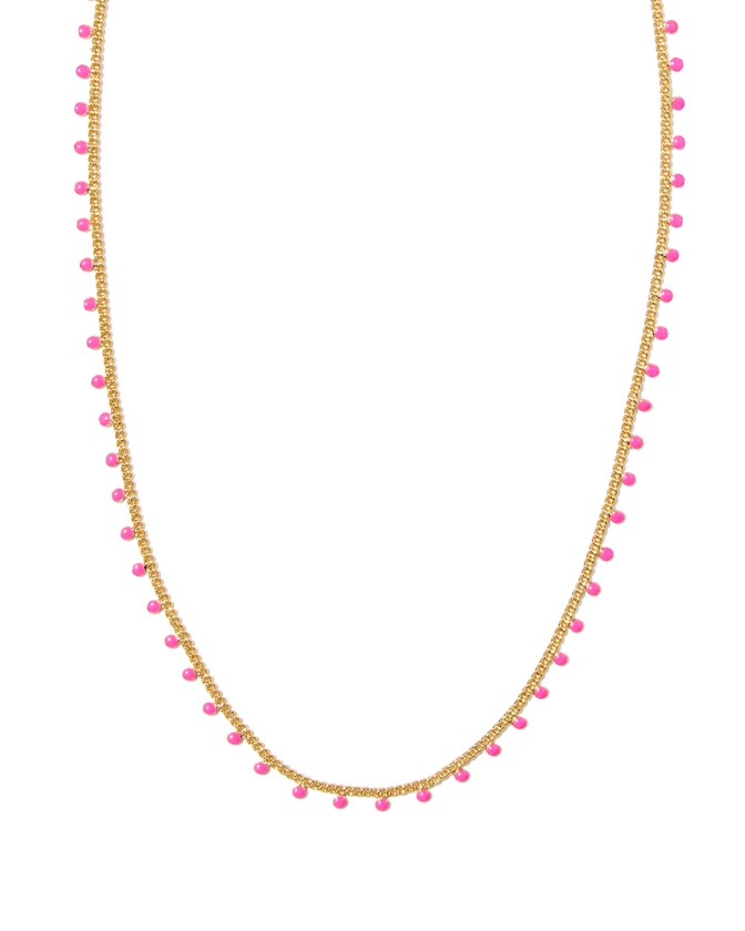 Kelsey Gold Strand Necklace in Pink Enamel | Kendra Scott