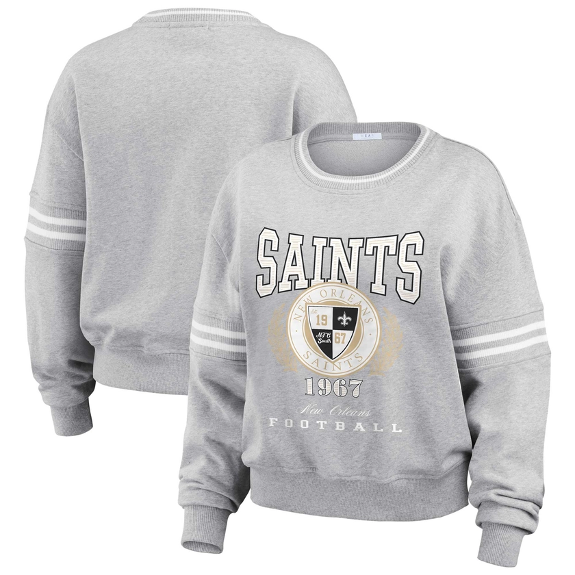 New Orleans Saints WEAR by Erin Andrews Women's Cropped Pullover Sweatshirt - Heather Gray