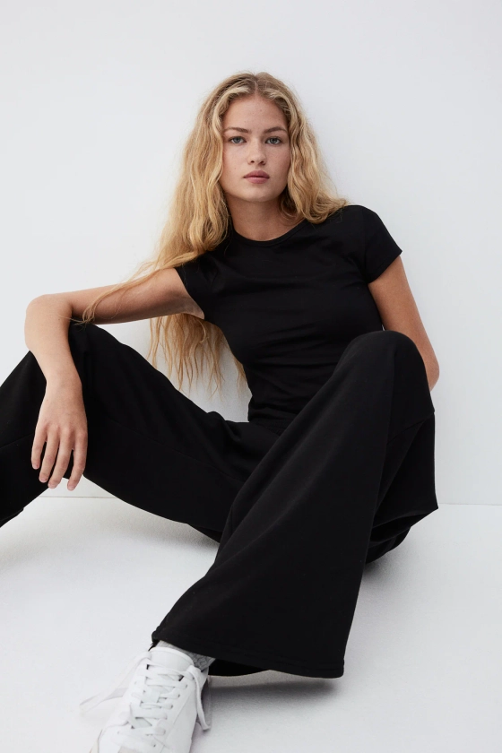 Wide-Leg Joggers - Black - Ladies | H&M US