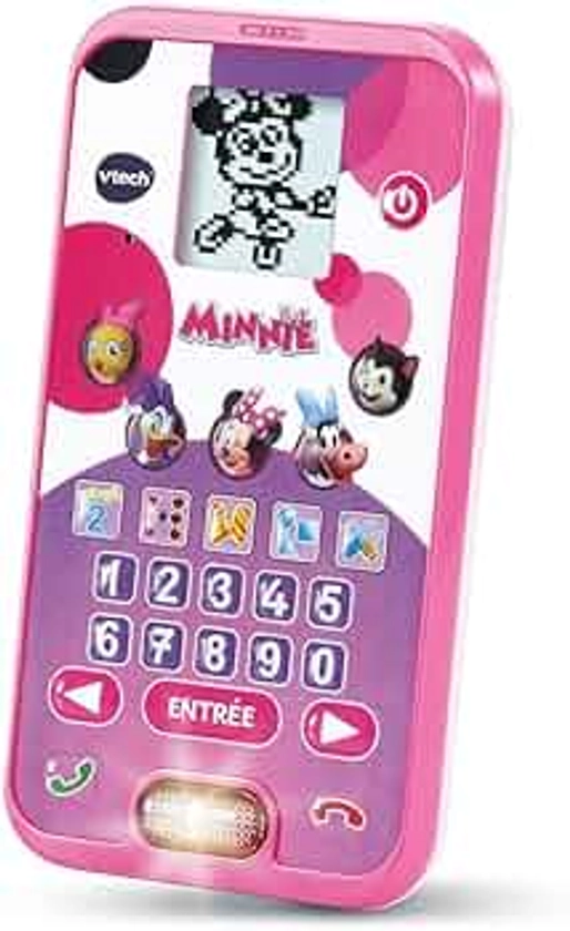 VTech - Disney, Le Smartphone Éducatif de Minnie, Téléphone Portable Enfant avec Écran Rétroéclairé, 4 Jeux, Jouet Interactif Minnie Mouse, Cadeau Enfant de 3 Ans à 7 Ans - Contenu en Français