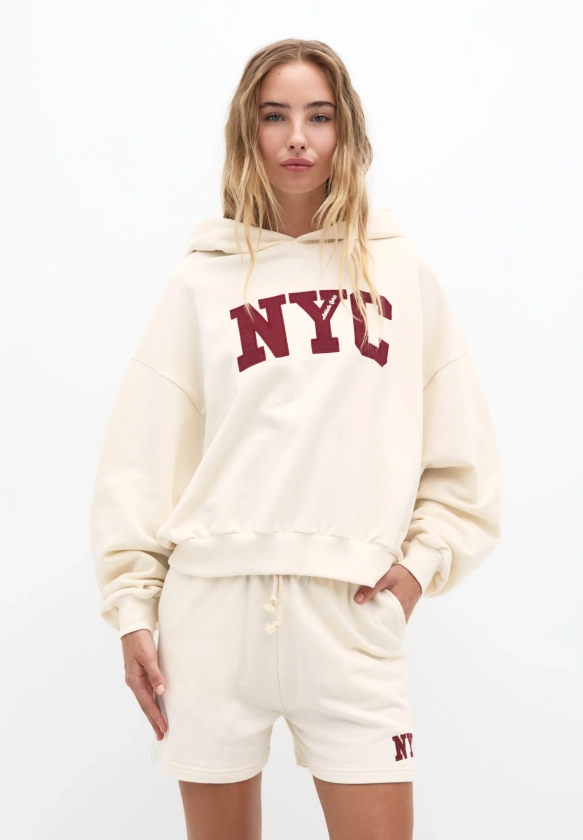 PULL&BEAR Sweat à capuche - white/blanc - ZALANDO.FR