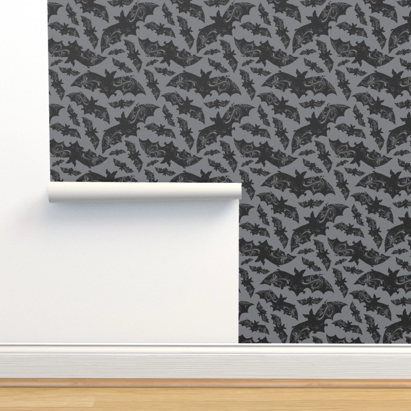 Night Flight - Gothic Halloween Bats Wallpaper | Spoonflower