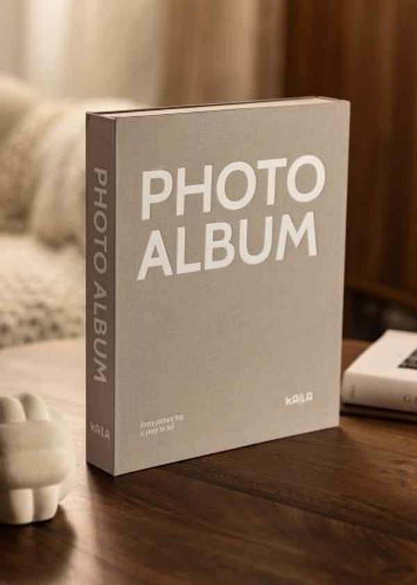 KAILA PHOTO ALBUM Grey - Coffee Table Photo Album (60 Zwarte zijden)