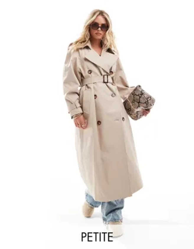 Miss Selfridge Petite - Trench-coat à ceinture - Taupe