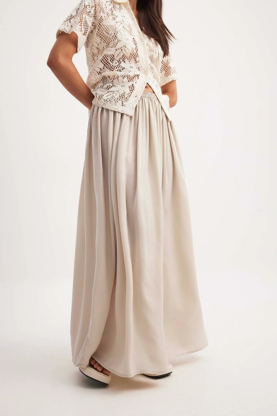 Flowy Maxi Skirt Beige