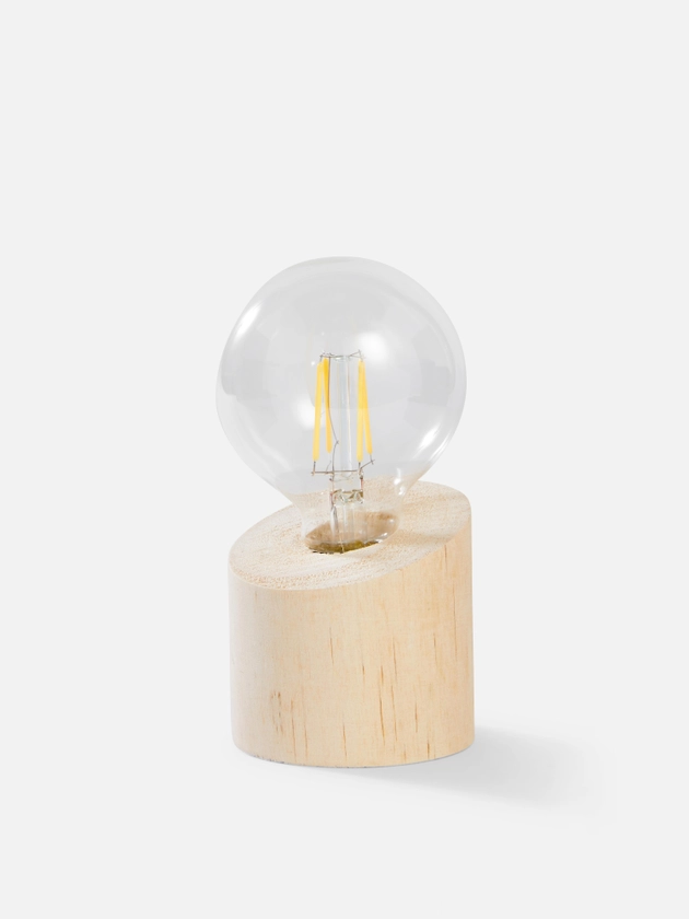 Slanted Wood Base Bulb Light