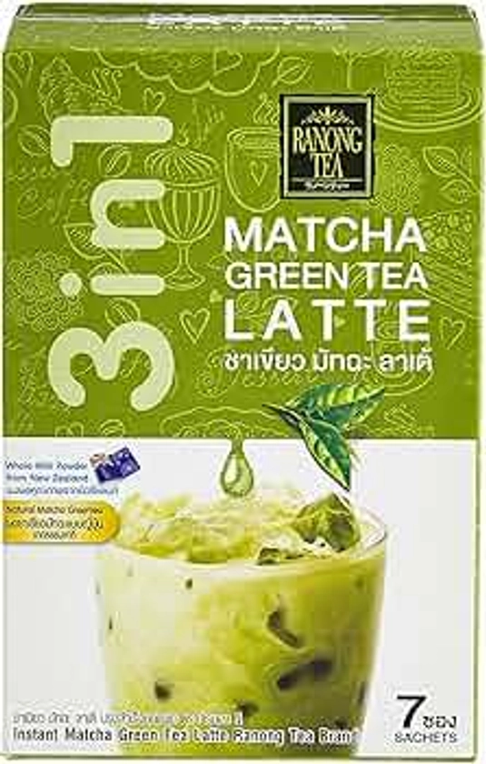 Ranong Tea 3 in 1 Matcha Green Tea Latte Instant Thai Mix (7 x Sachets) 161g