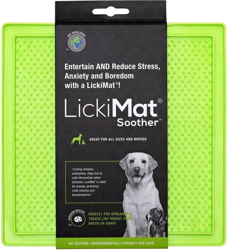 LickiMat Classic Soother Slow Feeder Dog Lick Mat, Green