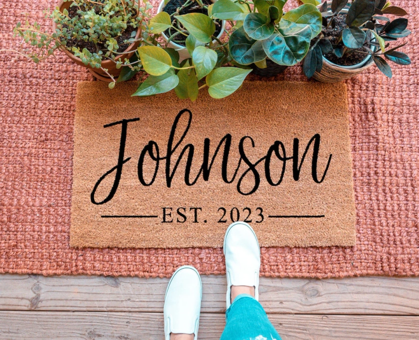 Last Name Doormat, Personalized Doormat, Custom Doormat, Personalized Welcome Mat, Housewarming Gift, Closing Gift, Newlywed Gift
