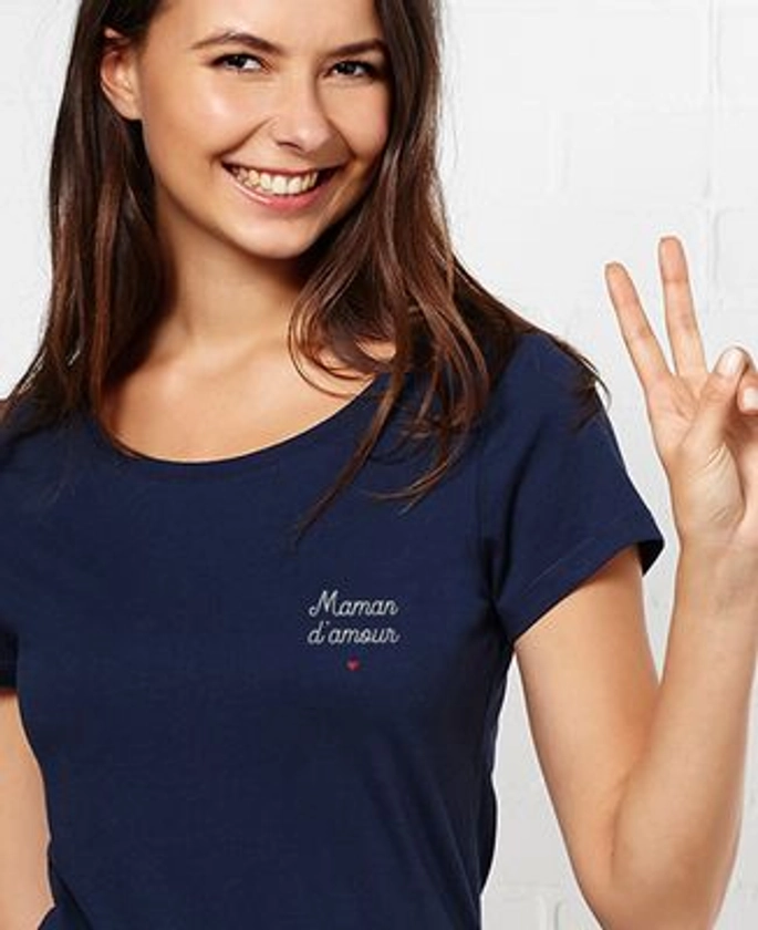 T-Shirt femme Maman d'amour - Brodé