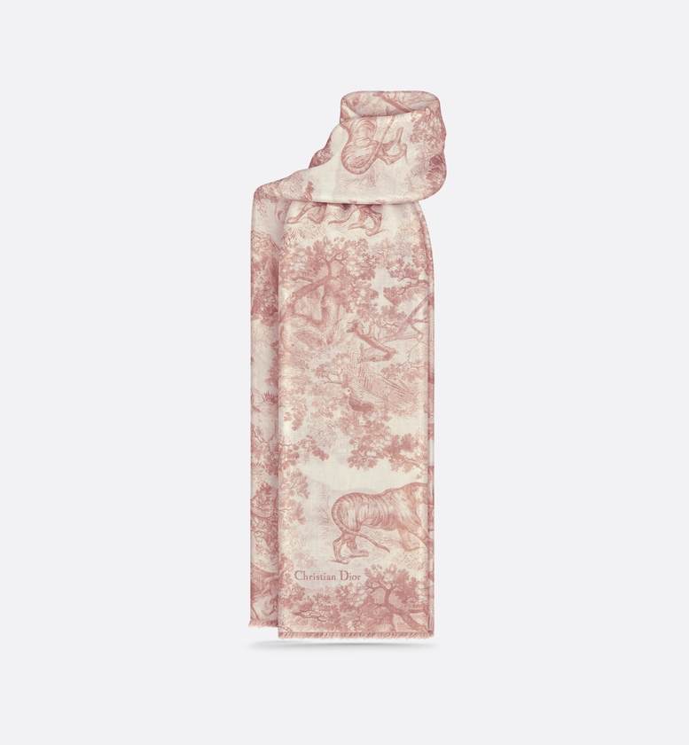 Toile de Jouy Sauvage Stole Ivory and Rose des Vents Cashmere | DIOR