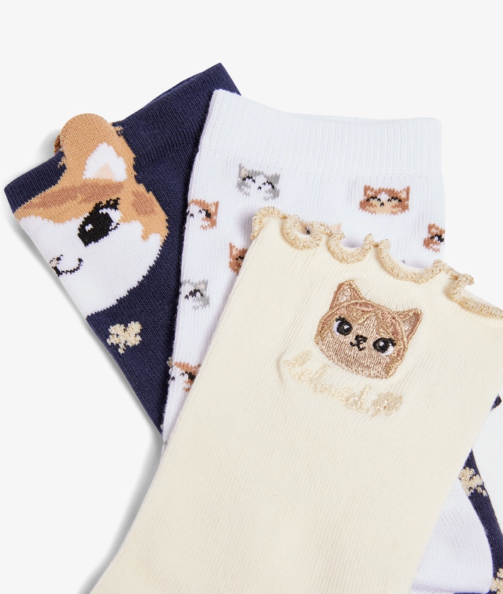 Lot de 3 paires de chaussettes motifs chats "Beloved"