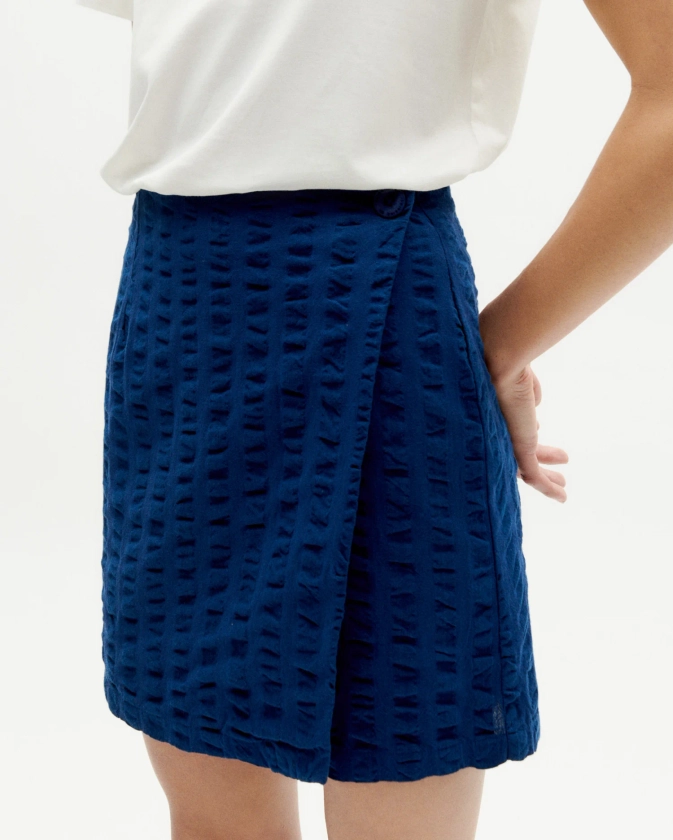 Blue seersucker Milena skirt