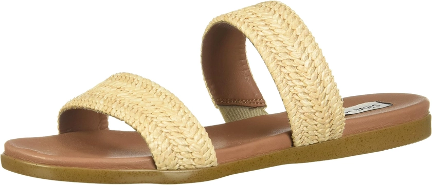 Amazon.com | Steve Madden womens Dual Flat Sandal, Natural Raffia, 8 US | Flats