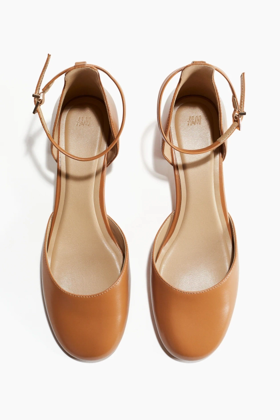 Block-heeled Mary Janes - Low heel - Light brown - Ladies | H&M US