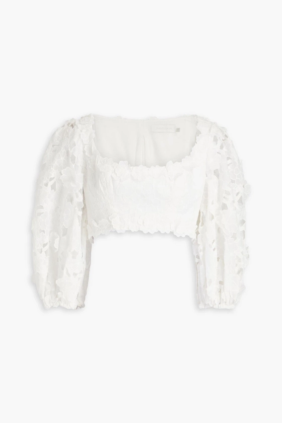 ZIMMERMANN Cropped ramie guipure lace top