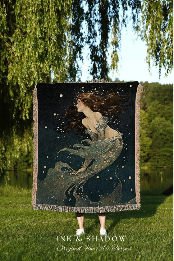 Celestial Mermaid Tapestry Mermaid Aesthetic Celestial Wall Art Cottagecore Decor Art Nouveau Tapestry Woven Blanket Fairycore Decor - Etsy Japan