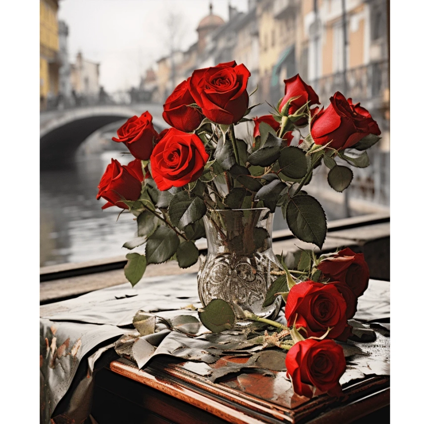 1 Pièce Peinture Diy Par Numéro Pour Adultes Kits Tableau De Fleurs De Rose Par Numéro Sur Toile Décoration De Maison Cadeau Unique 40x50cm/16x20inch Sans Cadre | Mode en ligne | SHEIN FRANCE