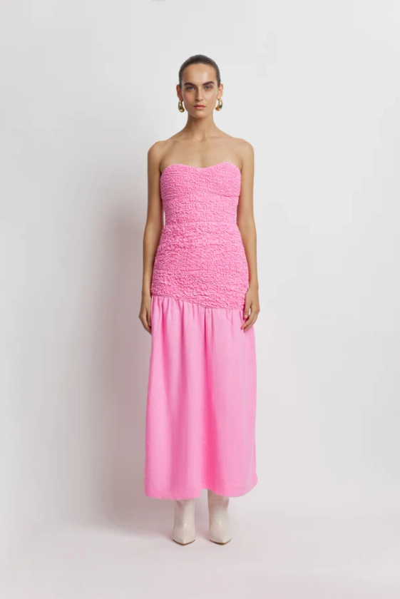 Smocked Full Length Skirt - Pink