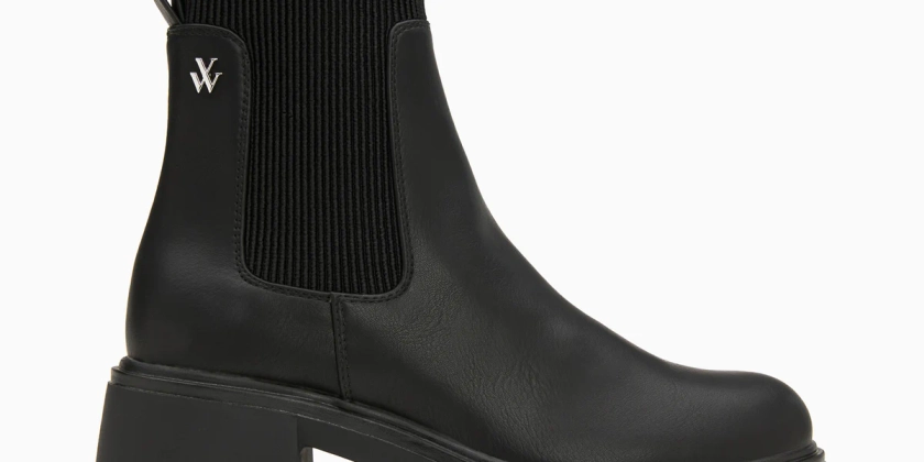 Bottines Chelsea Annie noires à talon cranté