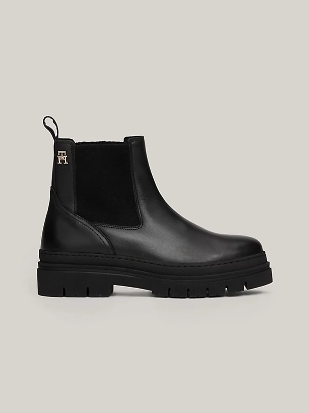 Bottines Chelsea en cuir à semelle crantée | Noir | Tommy Hilfiger