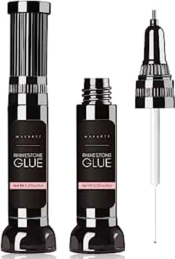 Makartt Nail Rhinestone Glue Gel, Upgrade Gel Nail Glue with Brush & Pen Tip Super Strong Adhesive Precise for Nail Charms Crystals Rhinestones Beads Flower 3D Decorations 8ml*2