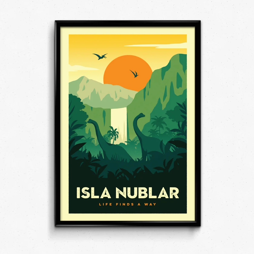 Isla Nublar Retro Travel Poster