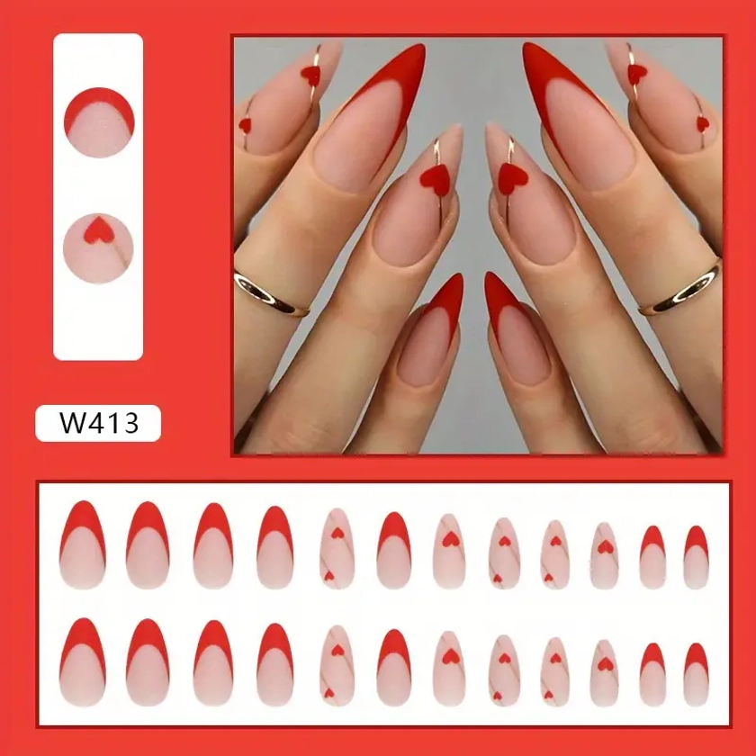 Matte Frosted Red French Tip Press Nails Design - Temu