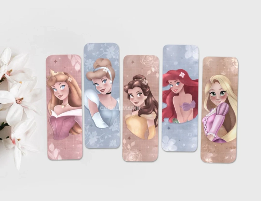 Marques princesses Disney | Raiponce, Belle, Aurora, Ariel, Cendrillon | disney, marcapáginas, princesa, enredados