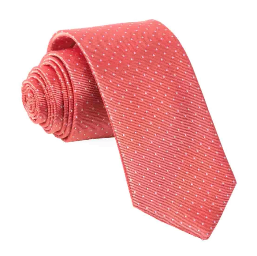 Mini Dots Coral Tie | Silk Ties | Tie Bar