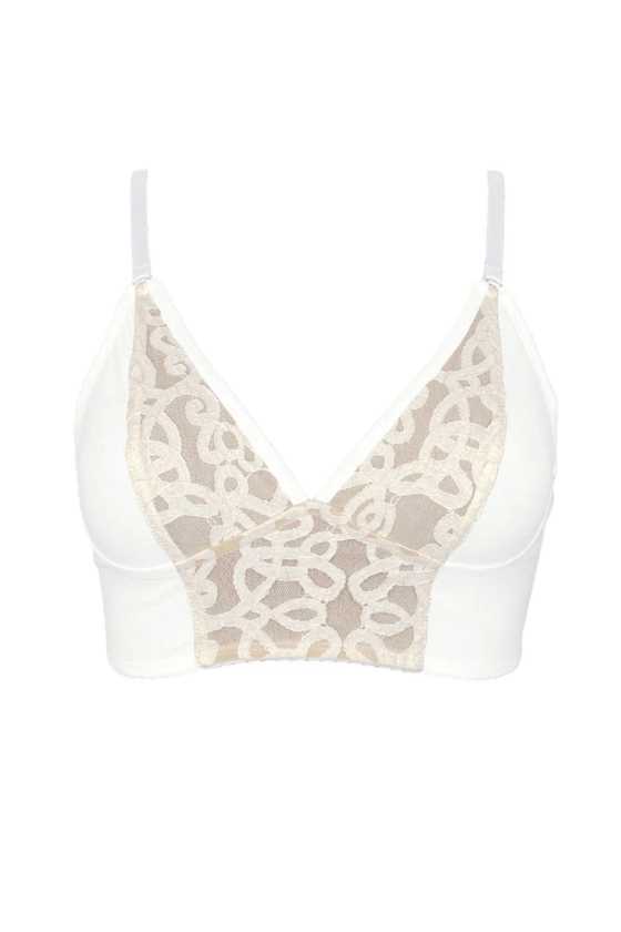 Stella long-line bralette with lace in natural