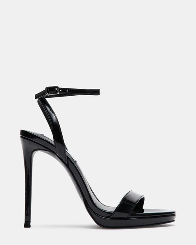 WAFER Black Patent Strappy Heels | Women's Platform Sandals – Steve Madden