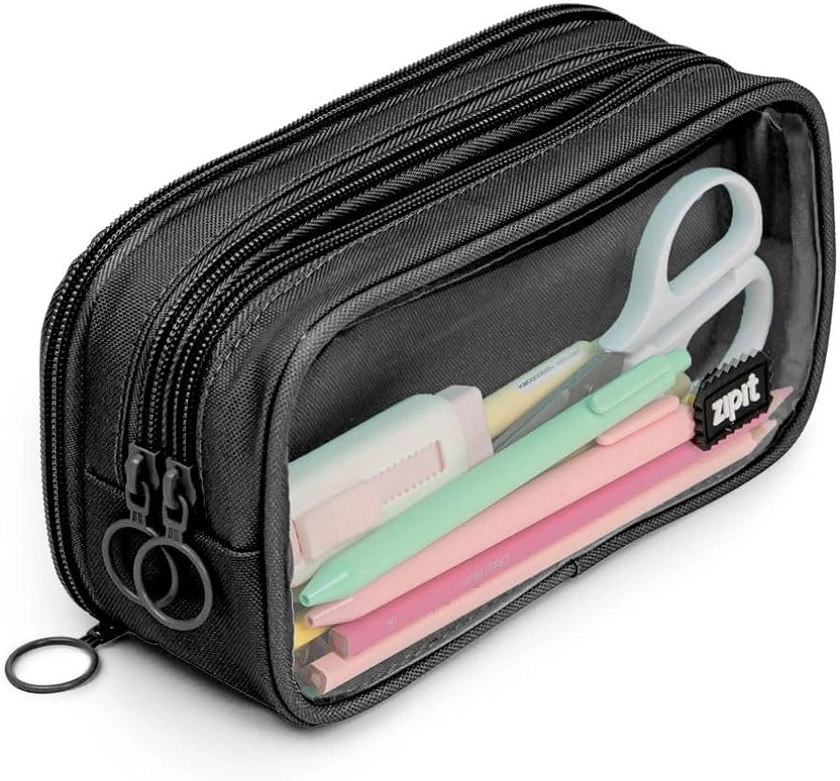 Amazon.com: ZIPIT Half & Half Pencil Case | Large Capacity Pencil Pouch | Pencil Bag for School, College and Office (Black) : Arts, Crafts & Sewing