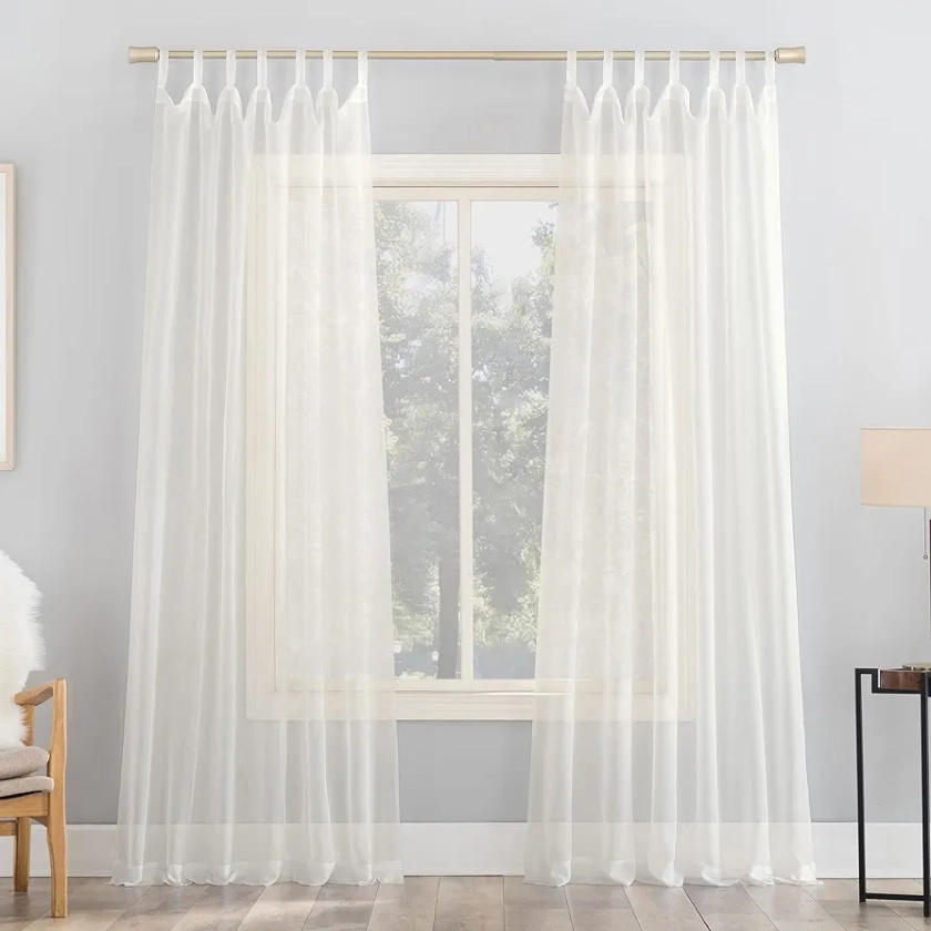 No. 918 Emily Sheer Voile Tab Top Curtain Panel, 59" x 84", Eggshell