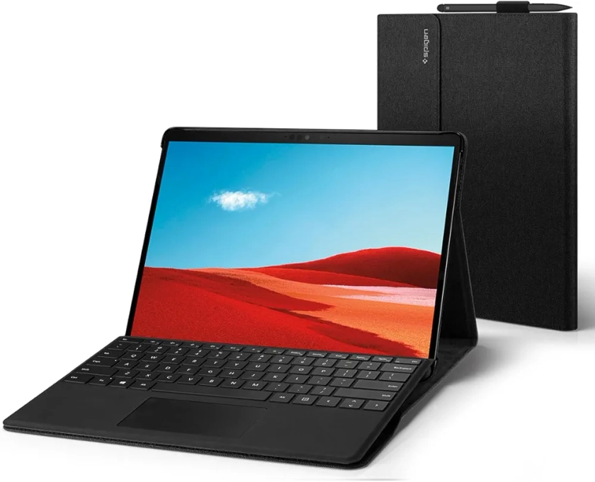 Spigen Stand Folio Coque Compatible avec Microsoft Surface Pro 11/10 / 9/8 (2024/2022/2021) - Noir