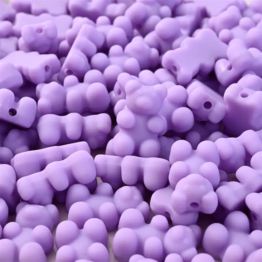 100pcs 11x18mm Matte Acrylic Cute Bear Beads Loose Spacer Beads For DIY Bracelet Necklace Earrings Jewelry Making Handcraft Supplies