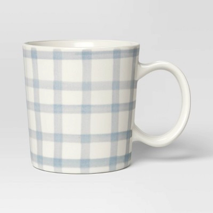 16oz Stoneware Mug Blue Plaid - Threshold™