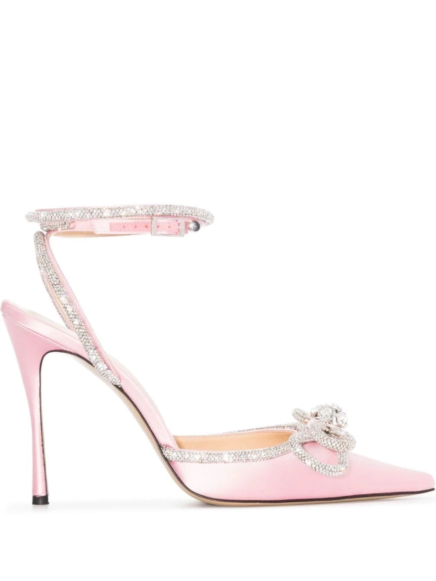 crystal-bow pointed-toe pumps