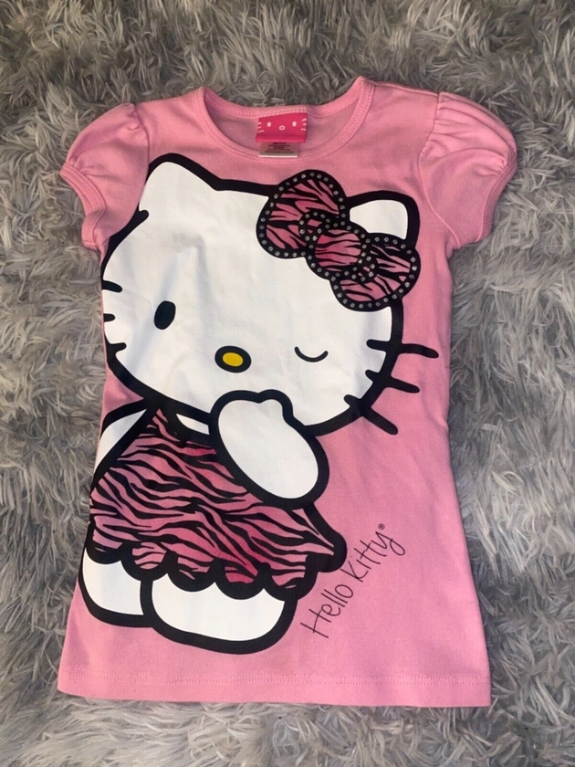 hello kitty girls top 2013 pink zebra mcbling sparkle y2k vintage