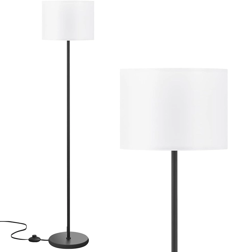 Modern Floor Lamp Simple Design with White Shade, Foot Pedal Switch, 60" Small Tall Lamps for Living Room Bedroom Office Dining Room Kitchen, Black Pole Lamp(Without Bulb) - Amazon.com