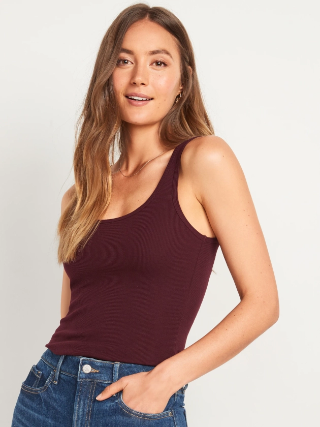 Scoop-Neck Rib-Knit First Layer Tank Top for Women